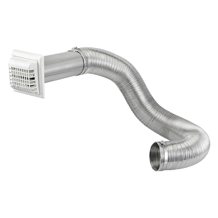 Lambro 4-In. x 8-Ft. UL 2158A Premium Flexible Semi-Rigid Duct Louvered Vent Kit 1379WG-R